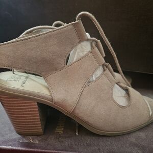 Time and Tru Lace-Up Tan Mules